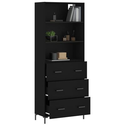 vidaXL Buffet haut Noir 69,5x34x180 cm Bois d'ingénierie