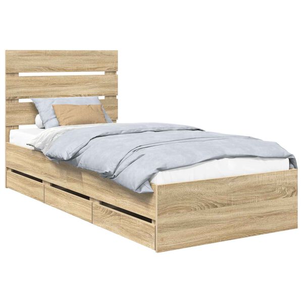 vidaXL Cadre de lit Ch&ecirc;ne Sonoma 90 x 200 cm Bois Ing&eacute;nierie