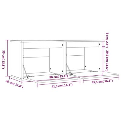 vidaXL Armoires murales 2 pcs Blanc 45x30x35 cm Bois de pin massif