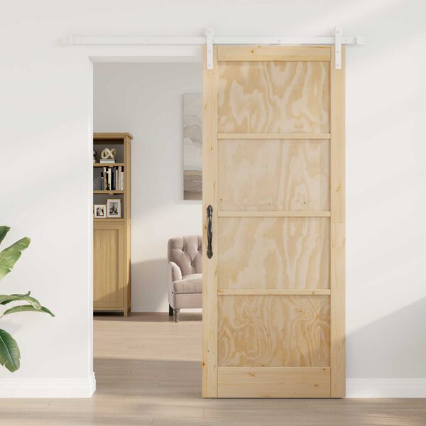 vidaXL Porte coulissante Marron 86 x 211 cm Pin massif