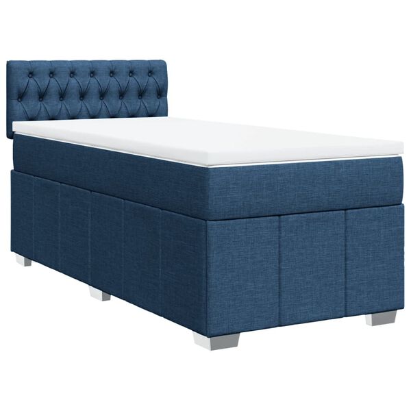 vidaXL Sommier &agrave; lattes de lit avec matelas Bleu 90x200 cm Tissu