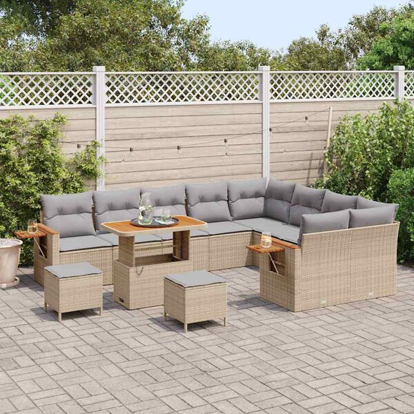 vidaXL Ensemble de canapé de jardin 12 pcs beige et gris clair
