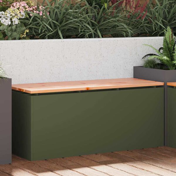 vidaXL Banc de jardin Vert olive 100 x 40 x 43 cm Acier