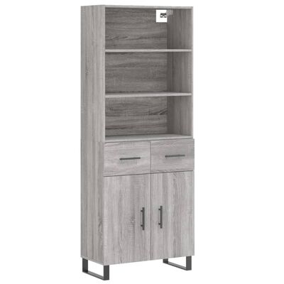 vidaXL Buffet haut Sonoma gris 69,5x34x180 cm Bois d'ingénierie