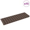 vidaXL Tapis d'escalier auto-adh&eacute;sifs 15 pcs Marron 65 x 21 x 4 cm