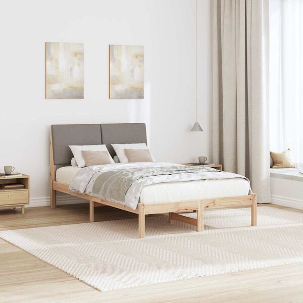 vidaXL Cadre de lit Marron et taupe 120 x 190 cm Bois massif en pin