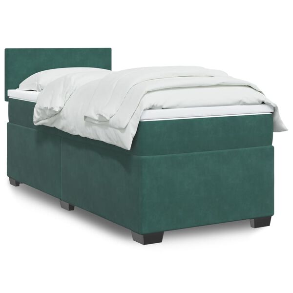 vidaXL Sommier &agrave; lattes de lit et matelas Vert fonc&eacute; 80x200 cm Velours