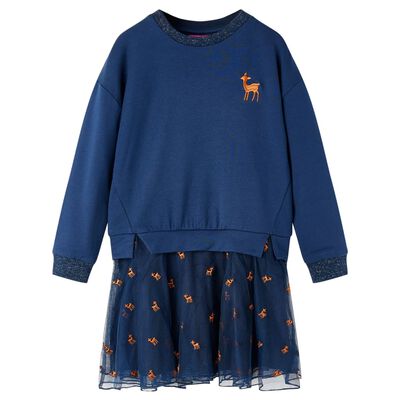 Robe pour enfants à manches longues bleu marine 104