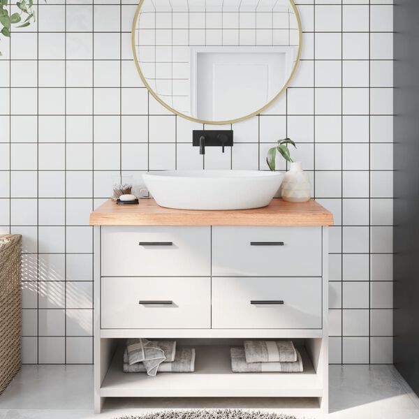 vidaXL Comptoir de salle de bain marron 100x40x(2-6) cm bois trait&eacute;