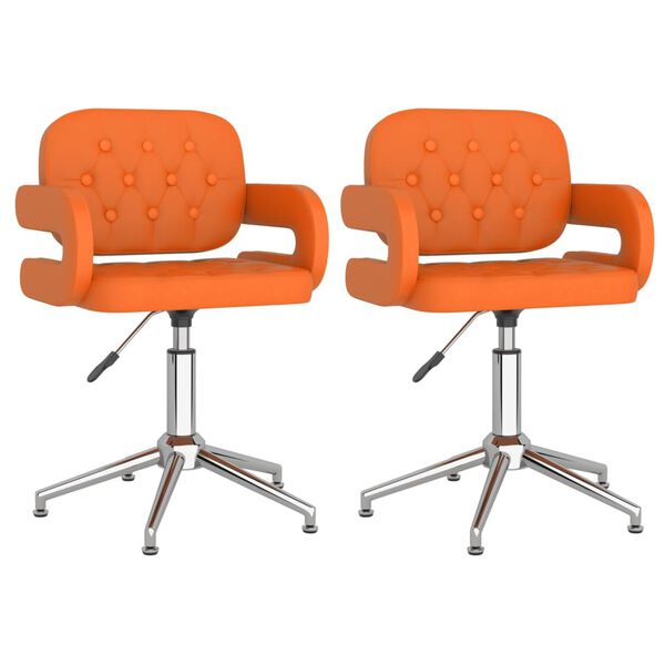 vidaXL Chaises pivotantes &agrave; manger lot de 2 orange similicuir
