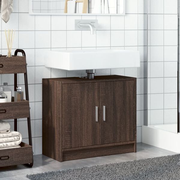 vidaXL Armoire d'&eacute;vier ch&ecirc;ne marron 63x29x55 cm bois d'ing&eacute;nierie