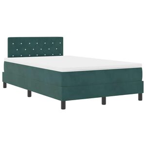vidaXL Lit &agrave; ressort LED avec matelas Vert fonc&eacute; 120 x 190 cm Velours