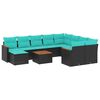 vidaXL Ensemble de canap&eacute; de jardin 11 pcs avec coussins noir