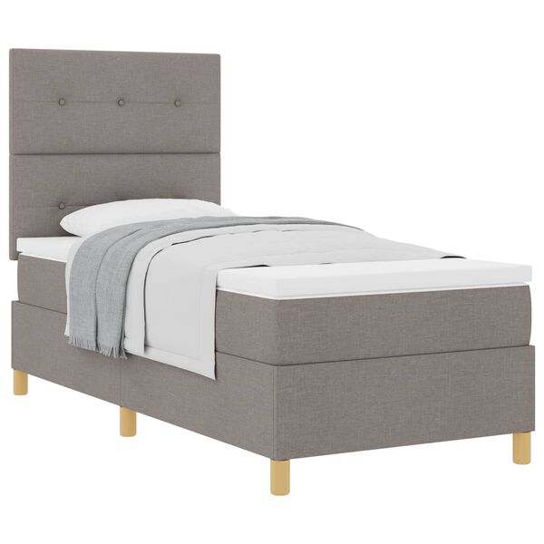 vidaXL Lit &agrave; ressorts avec matelas Taupe 90 x 200 cm tissu