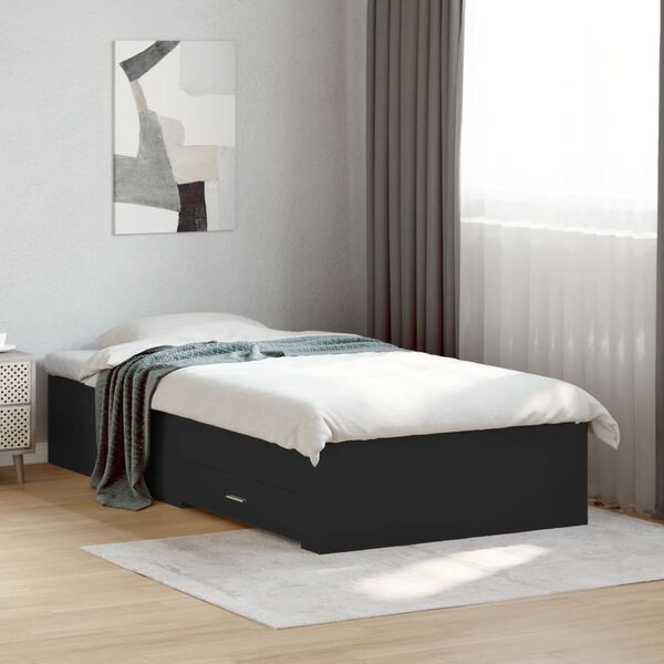 vidaXL Cadre de lit avec tiroirs sans matelas noir 90x190 cm