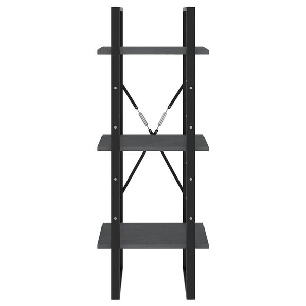 vidaXL Bibliothèque à 3 niveaux Gris 40x30x105 cm Bois de pin massif