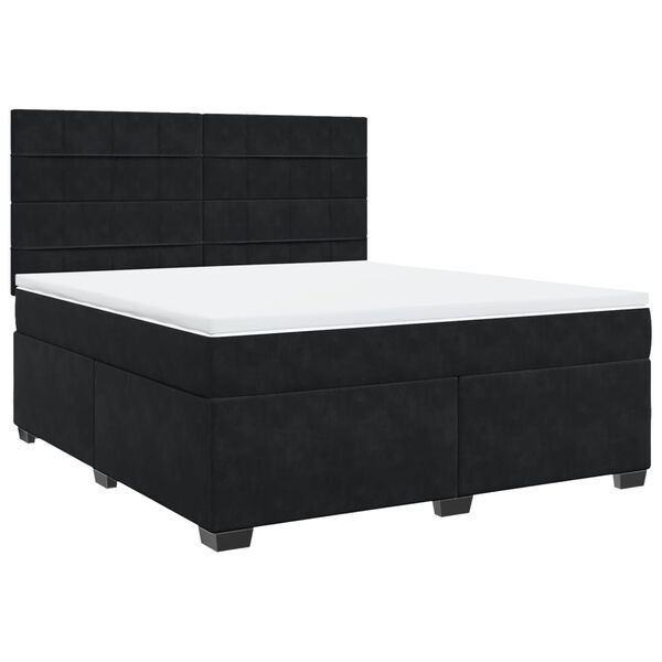 vidaXL Sommier &agrave; lattes de lit avec matelas Noir 180x200 cm Velours