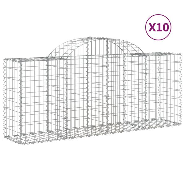 vidaXL Paniers à gabions arqués 10 pcs 200x50x80/100 cm Fer galvanisé