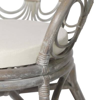 vidaXL Chaise de salle à manger avec coussin gris Rotin naturel et lin
