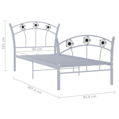 vidaXL Cadre de lit avec design de football Gris Métal 90x200 cm