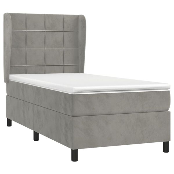 vidaXL Sommier &agrave; lattes de lit et matelas Gris clair 100x200cm Velours