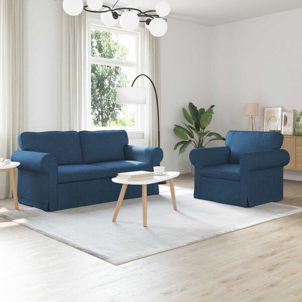 vidaXL Canap&eacute; 140cm 2 pcs Bleu M&eacute;tал