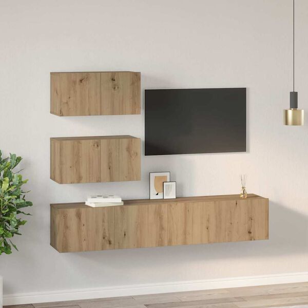 vidaXL Ensemble meuble TV 4 pcs Ch&ecirc;ne artisanal Bois d'ing&eacute;nierie