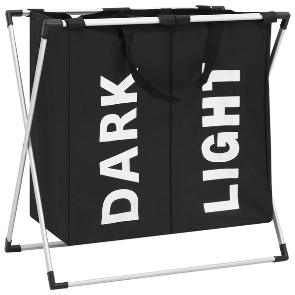 vidaXL Trieuse à linge à 2 sections Noir