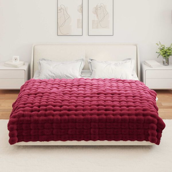 vidaXL Couverture en fausse anti-d&eacute;rapante Olite Rouge Bordeaux
