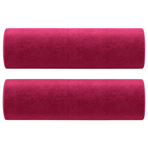 vidaXL Coussins d&eacute;coratifs lot de 2 Rouge bordeaux &Oslash;15x50 cm Velours