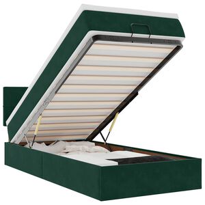vidaXL Cadre de lit ottoman avec matelas vert fonc&eacute; 90x190 cm velours