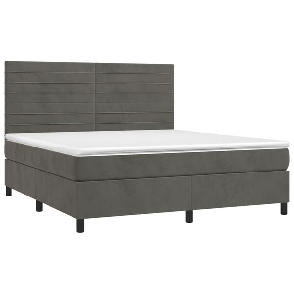 vidaXL Sommier &agrave; lattes de lit avec matelas LED Gris fonc&eacute; 180x200 cm