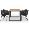 vidaXL Ensemble &agrave; manger d'ext&eacute;rieur 5 pcs Acacia solide et rotin PVC
