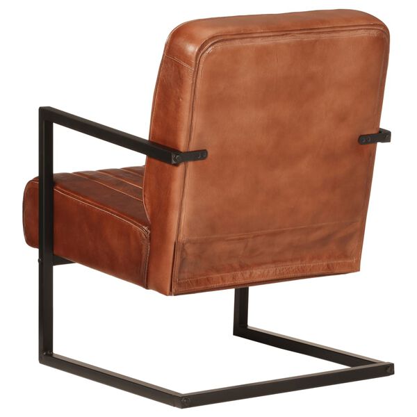 vidaXL Fauteuil marron cuir véritable