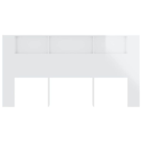 vidaXL Armoire de t&ecirc;te de lit Blanc brillant 200x18,5x104,5 cm