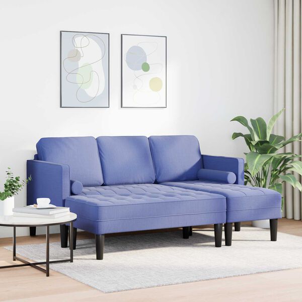vidaXL Ensemble de Canap&eacute;s avec coussin 2 pcs Bleu denim Polyester