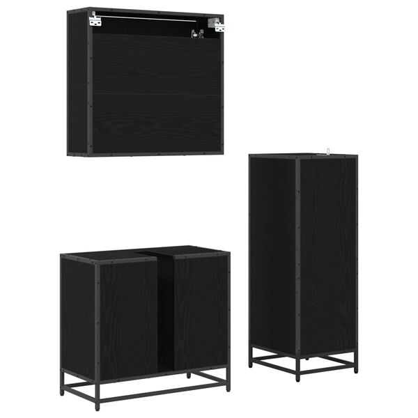 vidaXL Ensemble de mobilier de salle de bain 3 pcs Ch&ecirc;ne noir