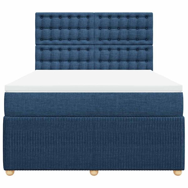 vidaXL Sommier &agrave; lattes de lit avec matelas Bleu 140x190 cm Tissu