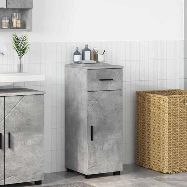 vidaXL Cabinet de salle de bain avec tiroir Gris b&eacute;ton 30 x 35 x 80 cm