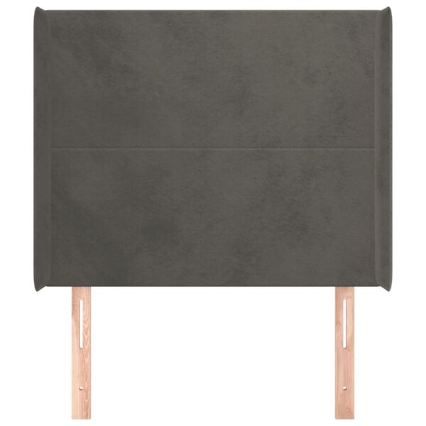vidaXL T&ecirc;te de lit avec oreilles Gris fonc&eacute; 103x16x118/128 cm Velours