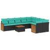 vidaXL Ensemble de canap&eacute; de jardin 10 pcs avec coussins noir r&eacute;sine tress&eacute;e