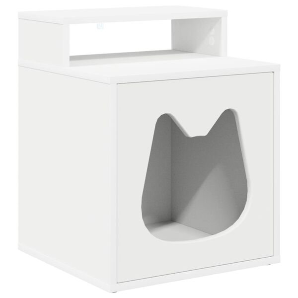 vidaXL Maison pour chat Blanc 42,5 x 40 x 53,5 cm Bois d'ing&eacute;nierie