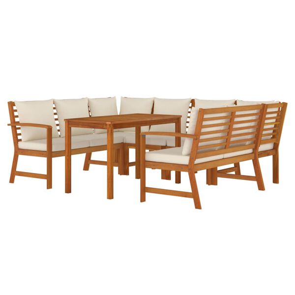 vidaXL Ensemble à manger de jardin coussins 7 pcs Bois acacia