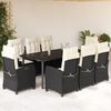 vidaXL Ensemble &agrave; manger de jardin 9pcs coussins noir r&eacute;sine tress&eacute;e