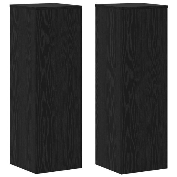 vidaXL Support de Plante 2 pcs Ch&ecirc;ne noir 33 x 33 x 100 cm