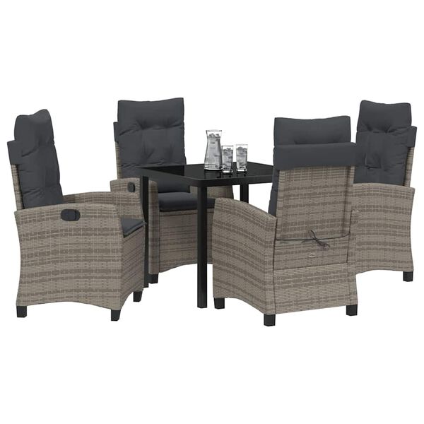 vidaXL Ensemble de salle &agrave; manger pour jardin 5 pcs Gris polyrotin