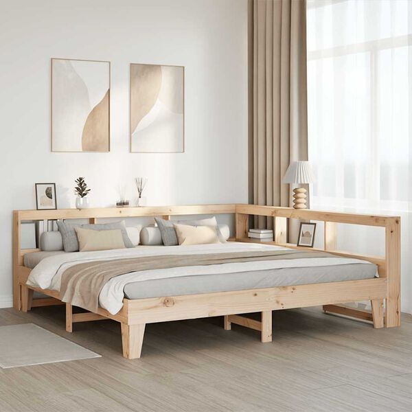 vidaXL Lit biblioth&egrave;que sans matelas 200x200 cm bois massif de pin