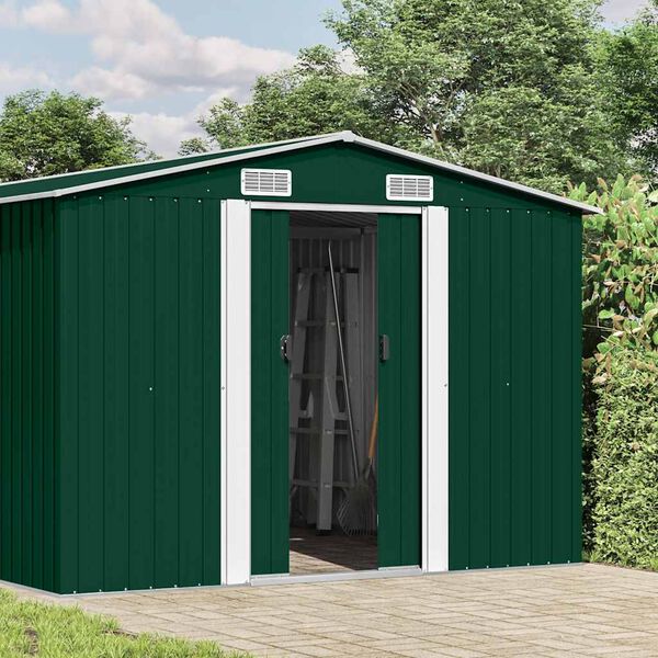 vidaXL Abri de jardin 257x392x181 cm M&eacute;tal Vert