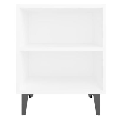 vidaXL Table de chevet avec pieds en métal blanc 40x30x50 cm
