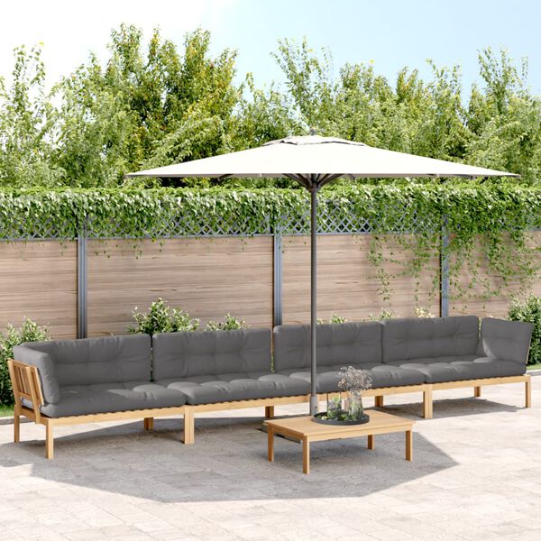 vidaXL Salon palette de jardin avec coussins 5pcs bois d'acacia massif